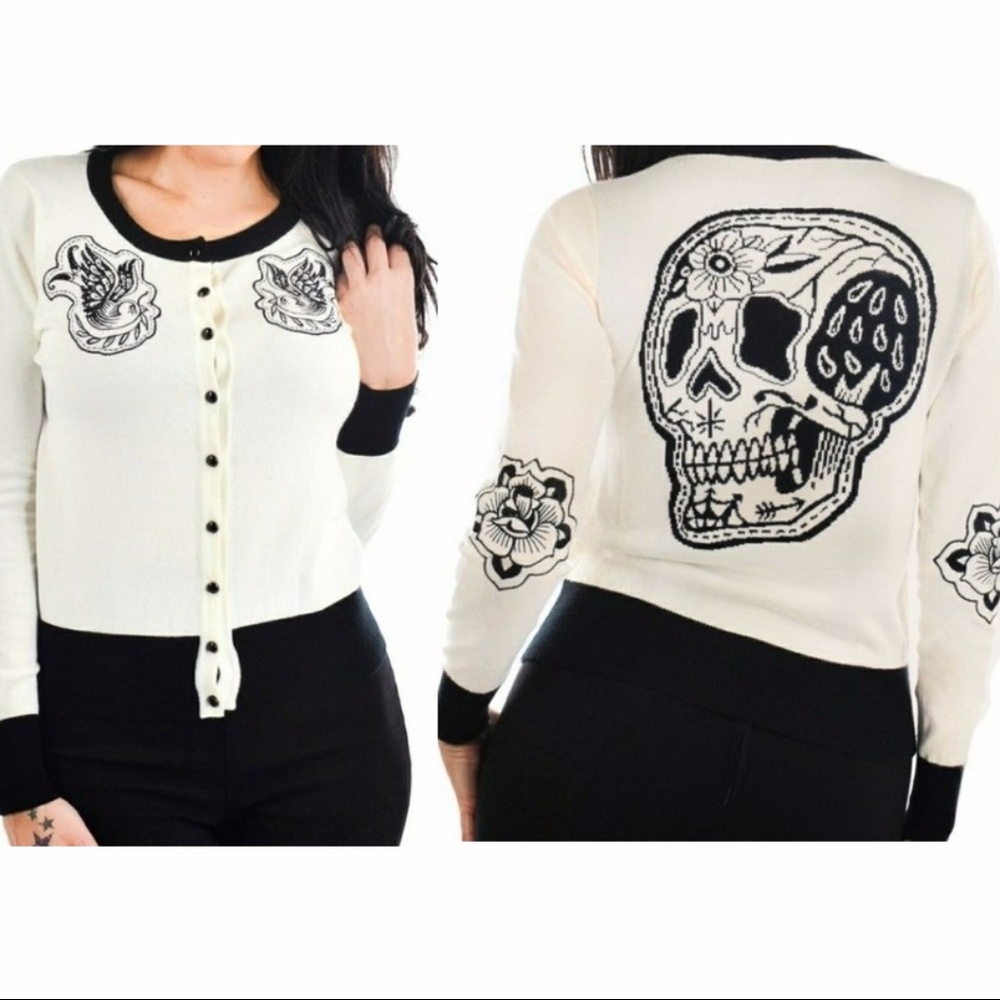 Too Fast PATCHWORK SKULL Cardigan Halloween